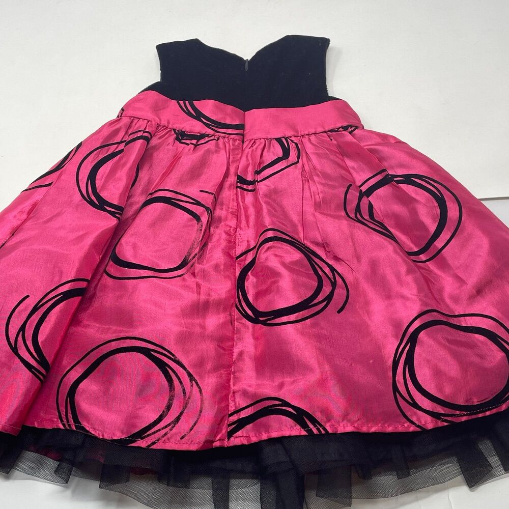 Lilybird Girls 2T Pink Black Velvet Tulle Party Dress - Picture 4 of 9